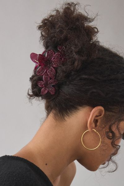 Aria Glitter Flower Claw Clip