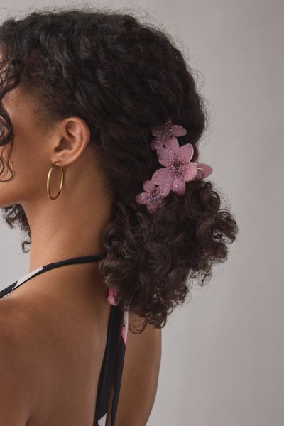 Urban Outfitters Aria Glitter Flower Claw Clip In Pink, Women's At  In Pink