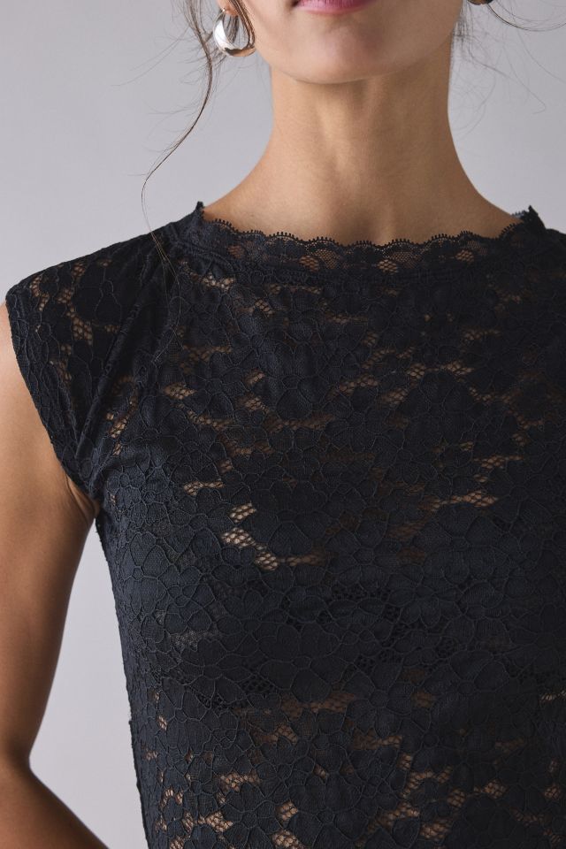 Out From Under Tessa Sheer Lace Short Sleeve Boatneck Tee #1