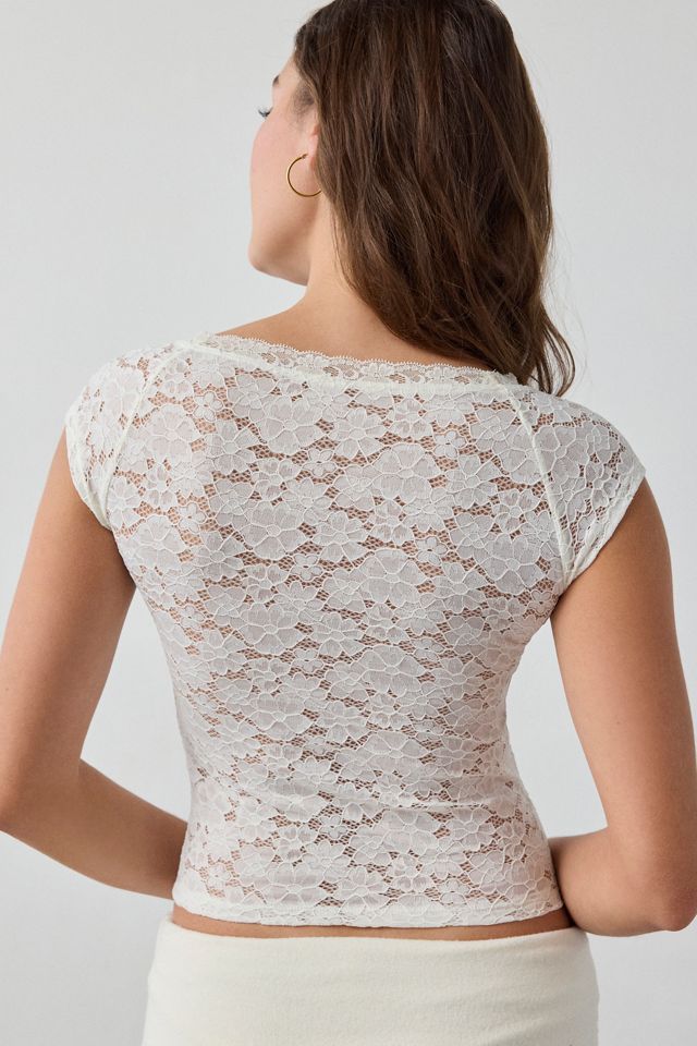 Out From Under Lace Boatneck Tee #3