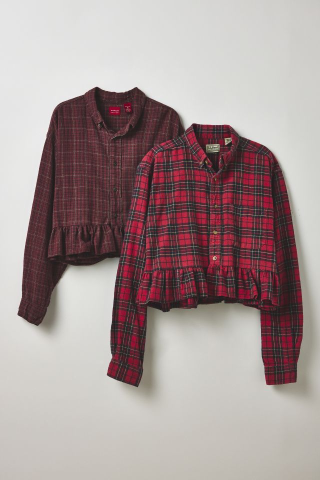 ReMADE By UO Cropped Peplum Flannel Shirt #1