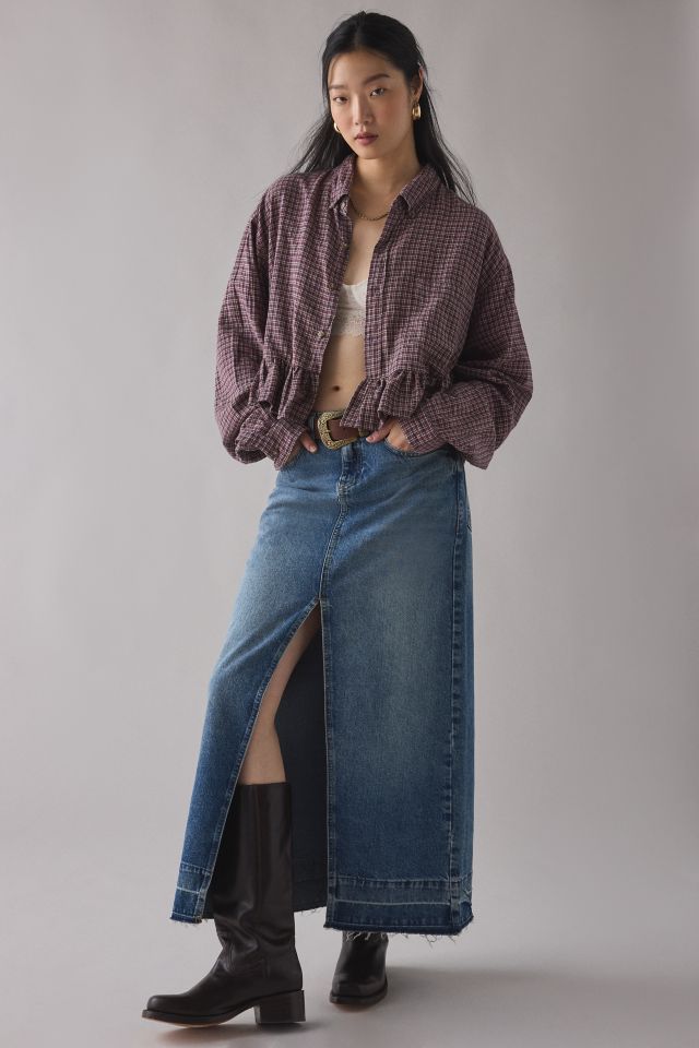 ReMADE By UO Cropped Peplum Flannel Shirt #2