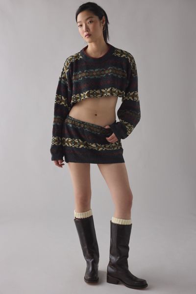 ReMADE By UO Fairisle Sweater + Micro Mini Skirt Set