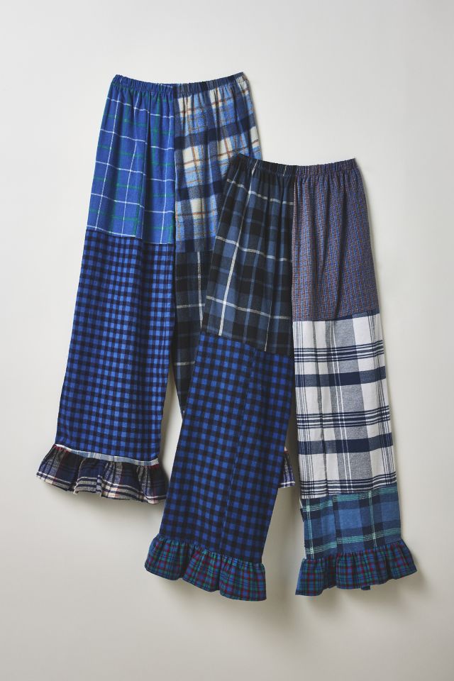 ReMADE By UO Ruffle Trim Patchwork Flannel Pant #1