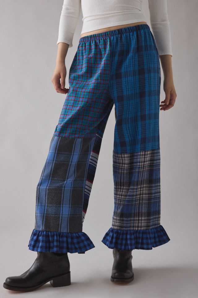 ReMADE By UO Ruffle Trim Patchwork Flannel Pant #2