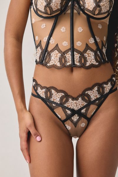 For Love & Lemons Truest Love Heart Embroidered Thong