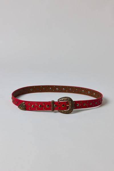 Vintage By Thrift Like A Girl Red Leather Studded Western Belt