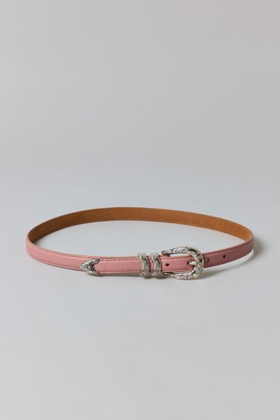 Vintage By Thrift Like A Girl Pink Leather Daisy Buckle Belt