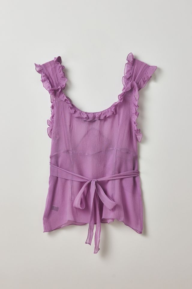 Vintage By Thrift Like A Girl Ruffle Tie-Back Babydoll Top #1