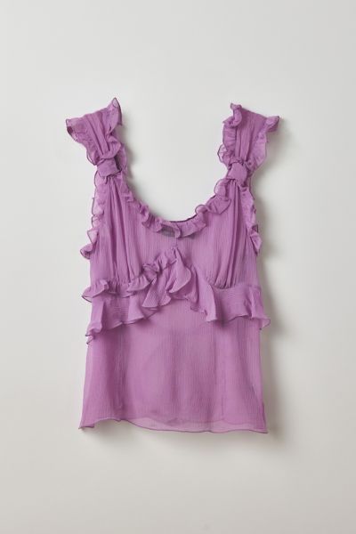 Vintage By Thrift Like A Girl Ruffle Tie-Back Babydoll Top