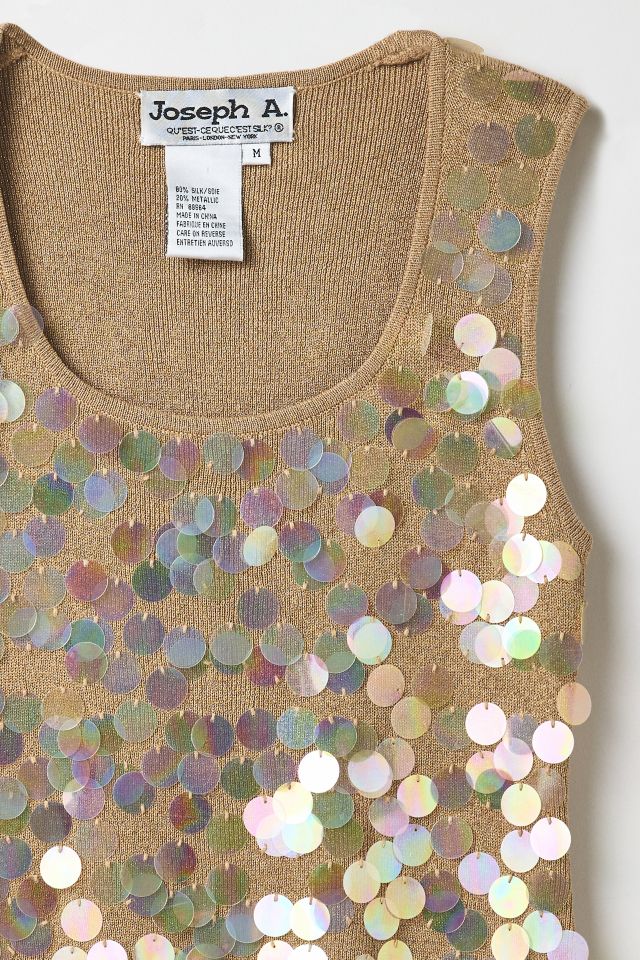 Vintage By Thrift Like A Girl Paillette Sequin Knit Tank Top #1