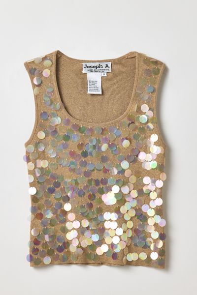 Vintage By Thrift Like A Girl Paillette Sequin Knit Tank Top
