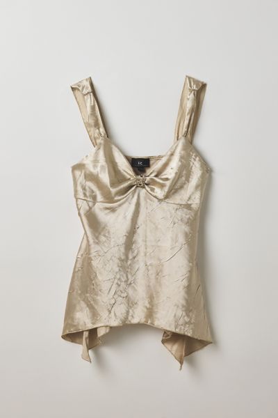 Vintage By Thrift Like A Girl Satin Asymmetric Tank Top