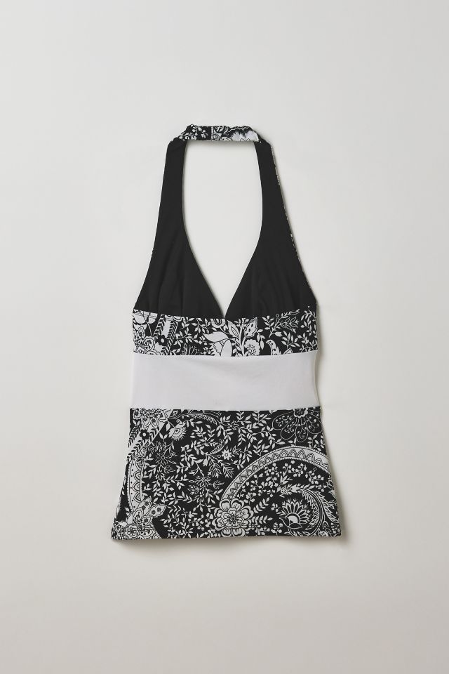 Vintage By Thrift Like A Girl Silk Paisley Halter Top #1