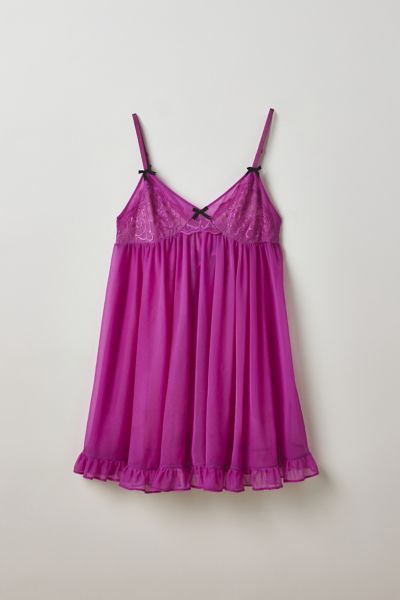 Vintage By Thrift Like A Girl Tie-Back Ruffle Sheer Babydoll Slip