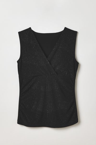Vintage By Thrift Like A Girl Black Glitter Tank Top