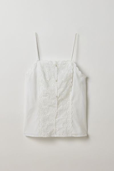 Vintage By Thrift Like A Girl Eyelet Lace Trim Button Front Cami