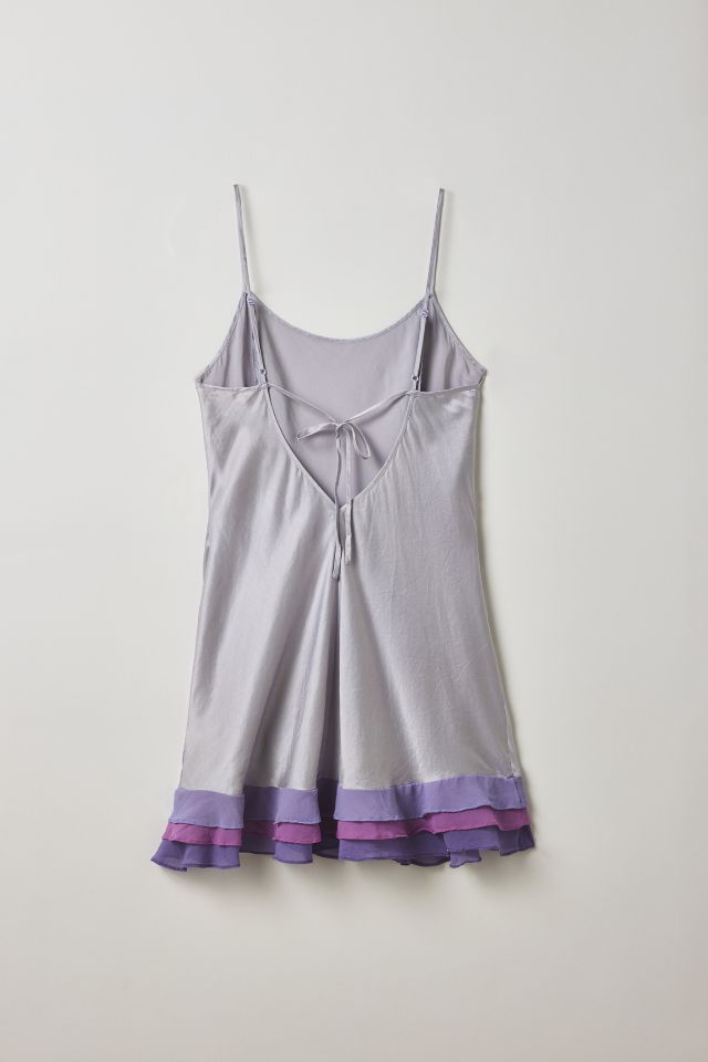 Vintage By Thrift Like A Girl Tiered Ruffle Hem Satin Mini Slip #1