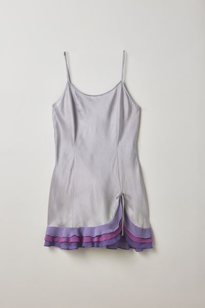 Vintage By Thrift Like A Girl Tiered Ruffle Hem Satin Mini Slip