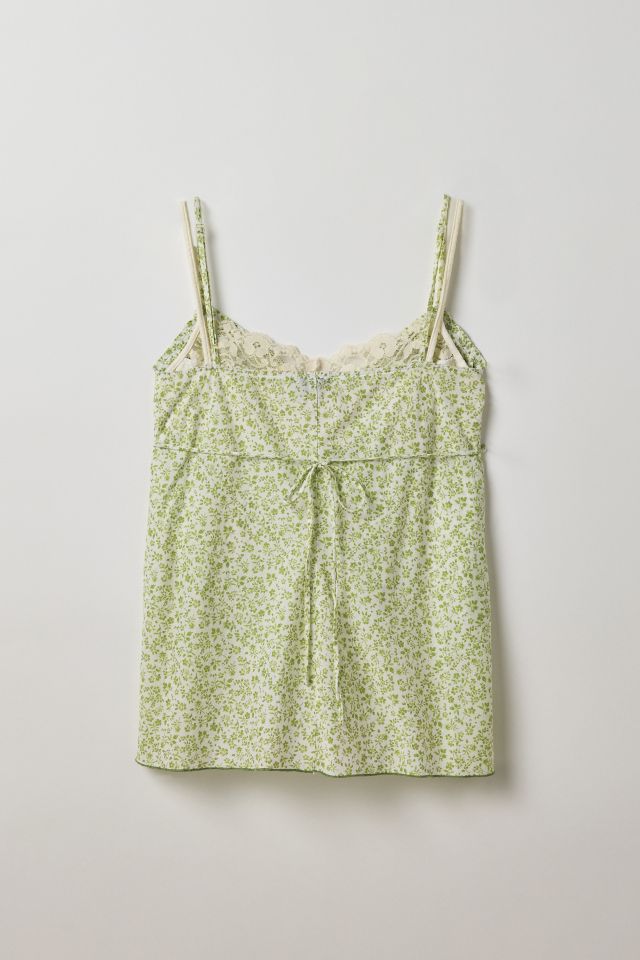 Vintage By Thrift Like A Girl Lace Trim Floral Cami #1