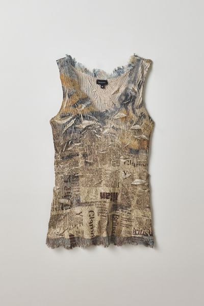 Vintage By Thrift Like A Girl Newspaper Graphic Tank Top