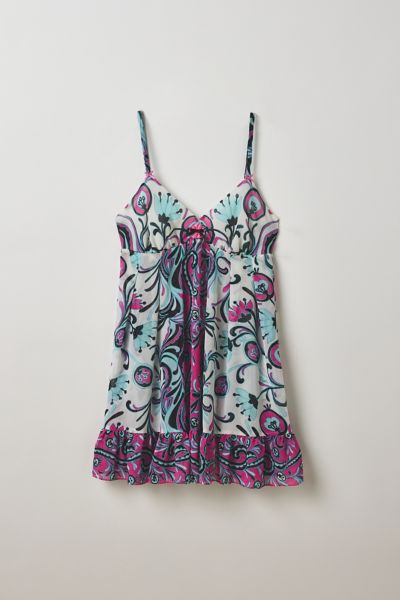 Vintage By Thrift Like A Girl Paisley Floral Babydoll Mini Dress