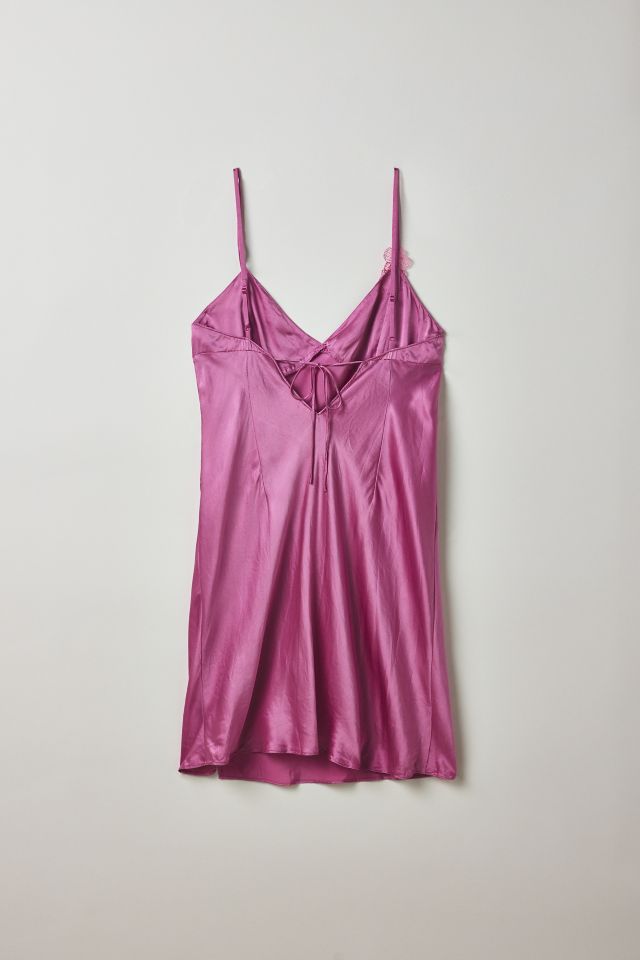 Vintage By Thrift Like A Girl Floral Applique Silk Slip Mini Dress #1