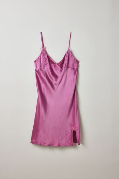 Vintage By Thrift Like A Girl Floral Applique Silk Slip Mini Dress