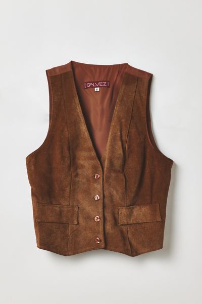 Vintage By Thrift Like A Girl Brown Suede Vest Top