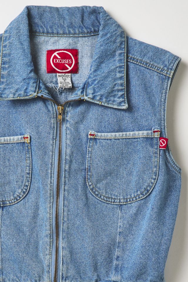 Vintage By Thrift Like A Girl Denim Vest Top #1