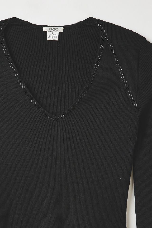 Vintage By Thrift Like A Girl Beaded Knit Bell Sleeve Top #1