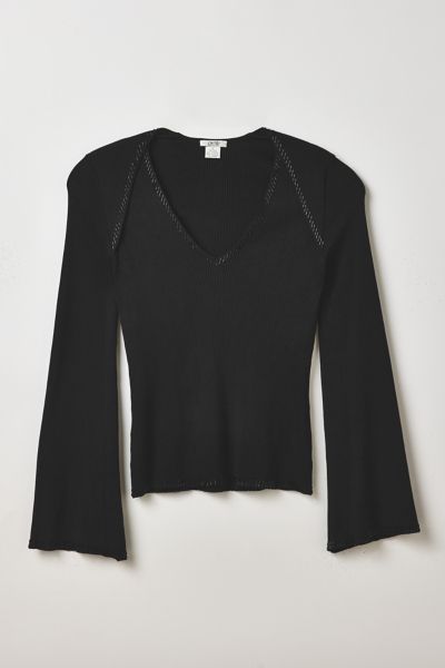 Vintage By Thrift Like A Girl Beaded Knit Bell Sleeve Top