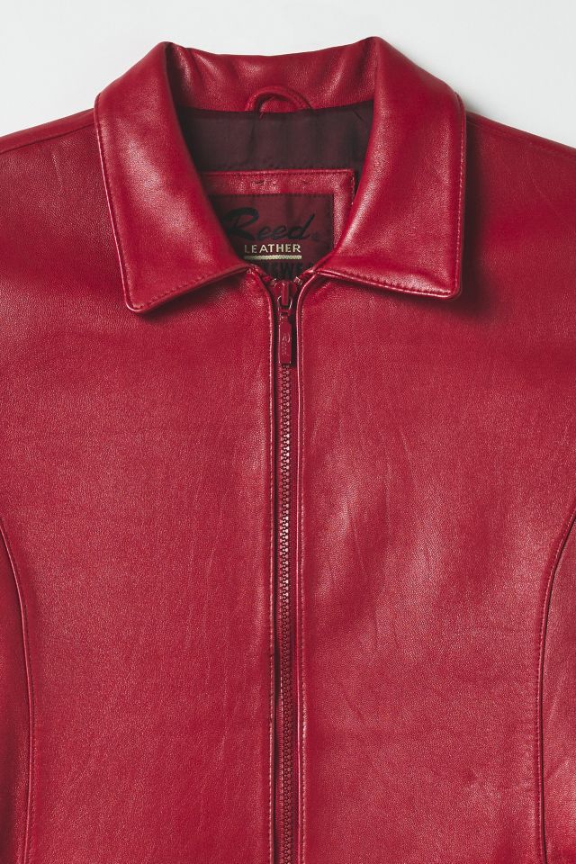 Vintage By Thrift Like A Girl Red Leather Zip-Up Jacket #1