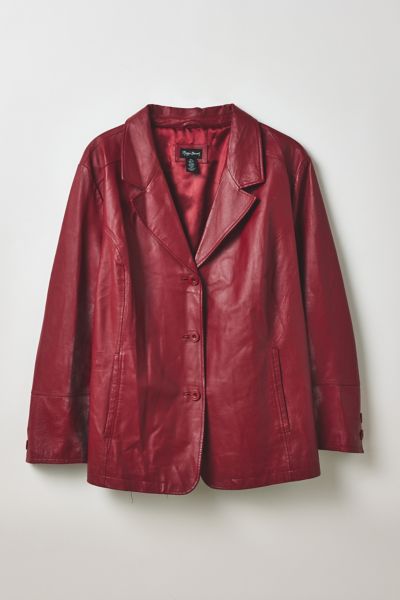 Vintage By Thrift Like A Girl Red Leather Jacket