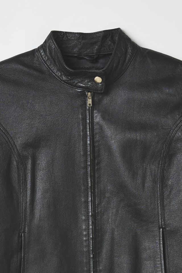 Vintage By Thrift Like A Girl Black Leather Moto Jacket #1