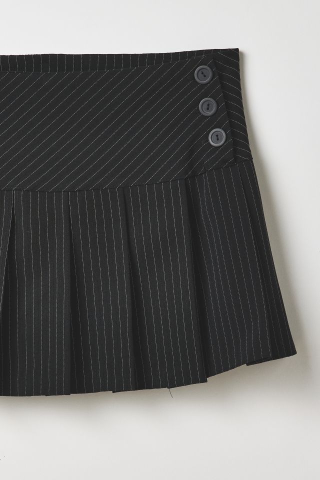 Vintage By Thrift Like A Girl Pinstripe Pleated Mini Skirt #1