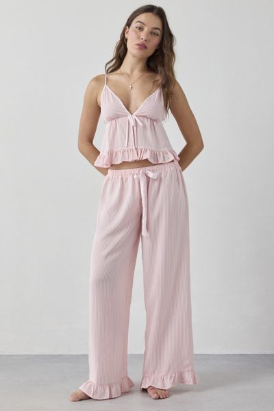Out From Under Eloise Satin Ruffle Pj Pants In Pink, Women's At Urban Outfitters In Pink