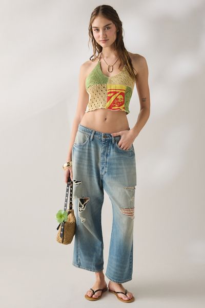Lee Button-Fly Crop High-Rise Loose Jeans
