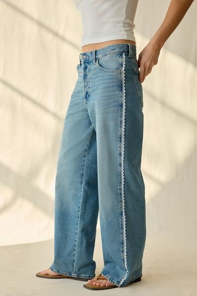 Lee Lace Side Seam Low-Slung Slouch Jeans