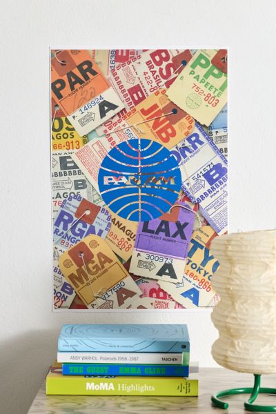 Affiche sans cadre collage étiquette de bagage logo Pan Am