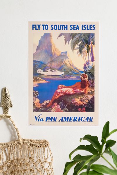 Urban Outfitters Pan Am Fly To South Sea Isles Frameless Poster At  In Multi