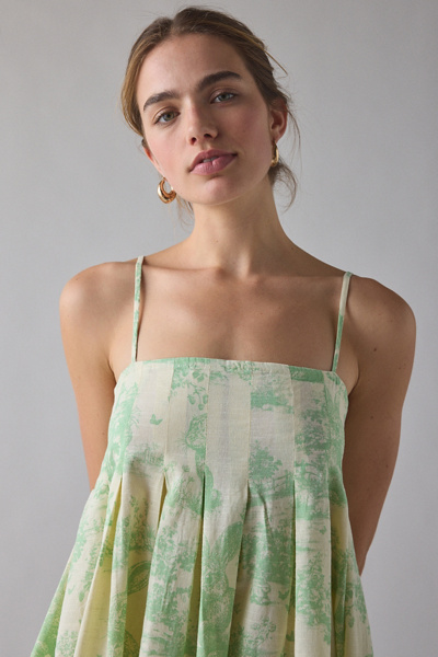 Kimchi Blue Smooth Sailing Pleated Flounce Babydoll Mini Dress