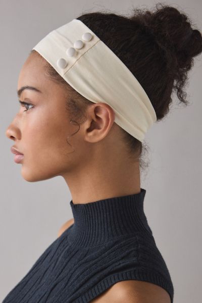 Buttoned Headwrap Soft Headband