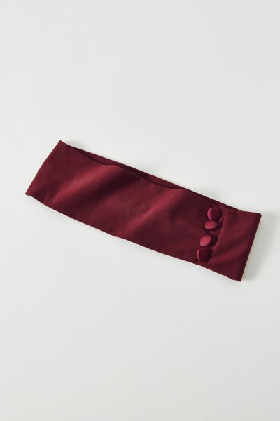 Urban Outfitters Buttoned Headwrap Soft Headband In Maroon, Women's At  In Red