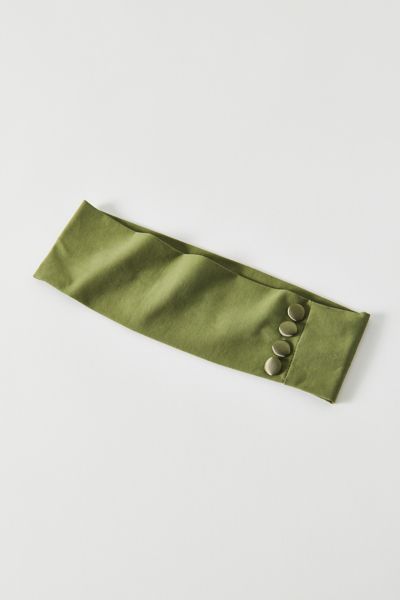 Urban Outfitters Buttoned Headwrap Soft Headband In Olive, Women's At  In Green