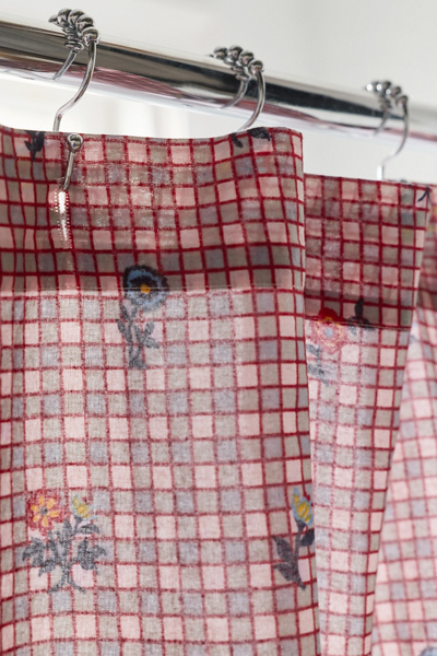 Bailee Boho Checkered Patterned Shower Curtain