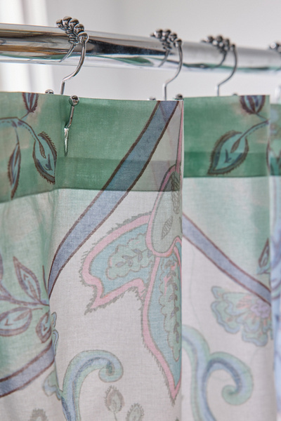 Saffron Floral Patterned Shower Curtain