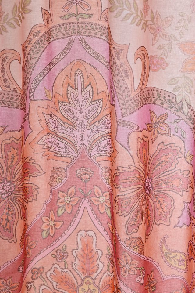 Saffron Floral Patterned Shower Curtain #1