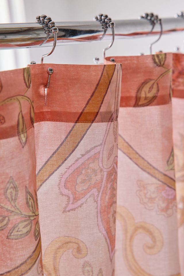 Saffron Floral Patterned Shower Curtain #2