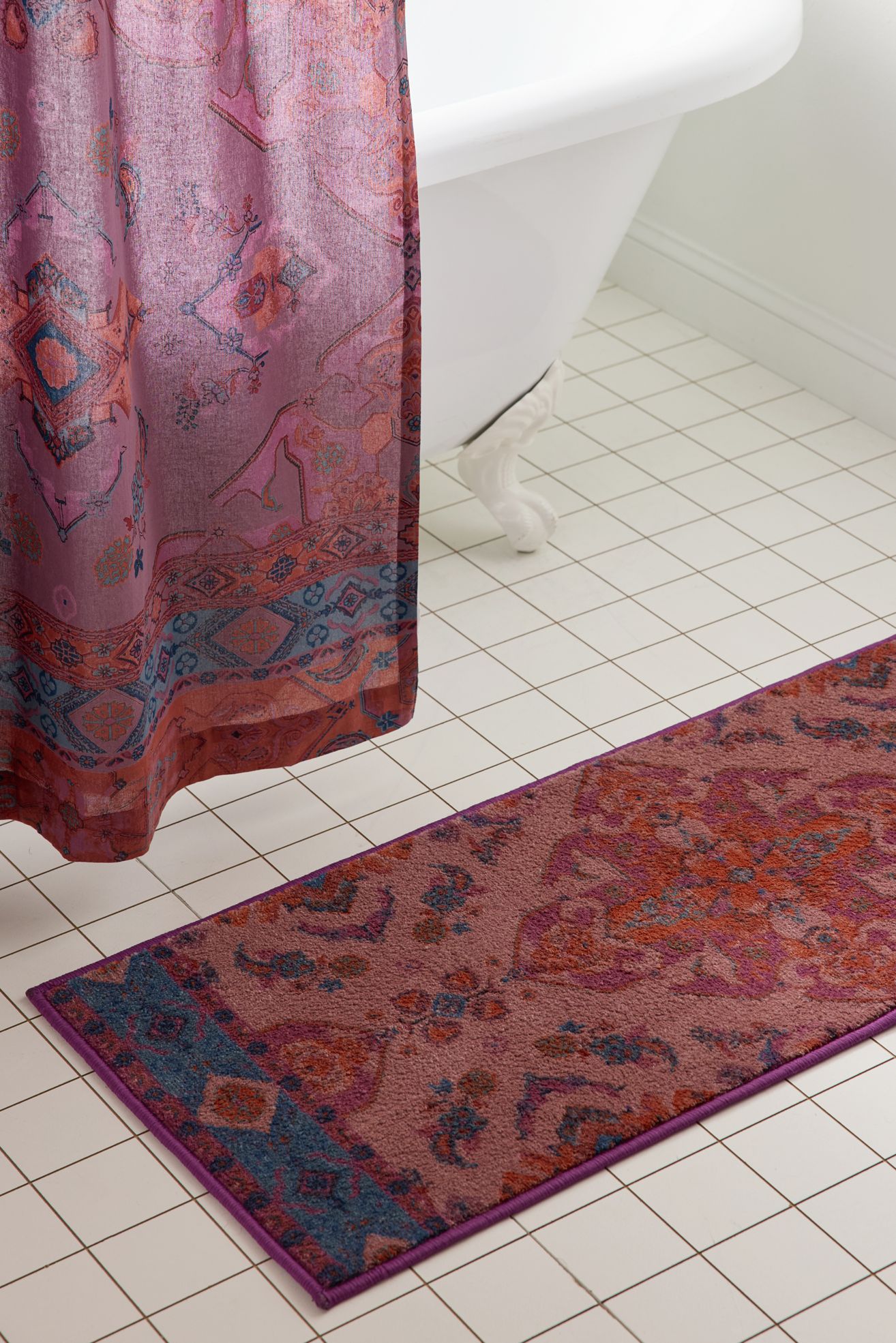 Acacia Printed Bath Mat - Mauve, Regular, RUNNER